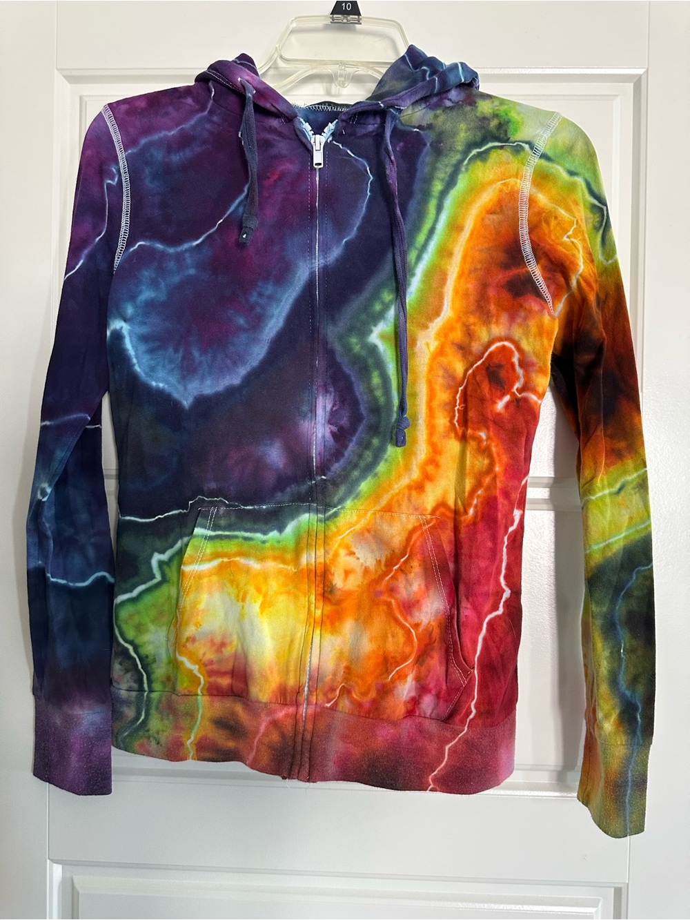 Thriving in Tie-Dye: Tie-Dye Zip-Up Hoodie in Geode Rainbow Colors